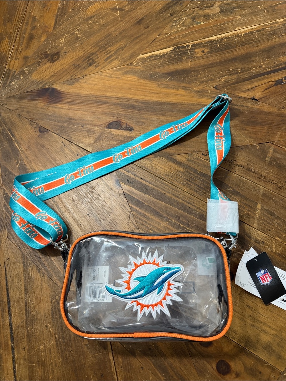 Miami Dolphins Clear Crossbody Bag - Teal and Orange NFL
